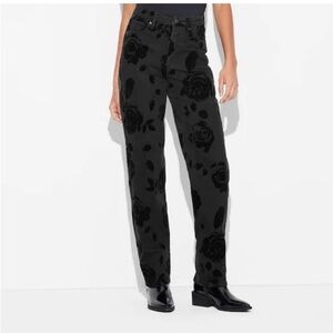 Wild Fable Floral black embossed straight leg jeans